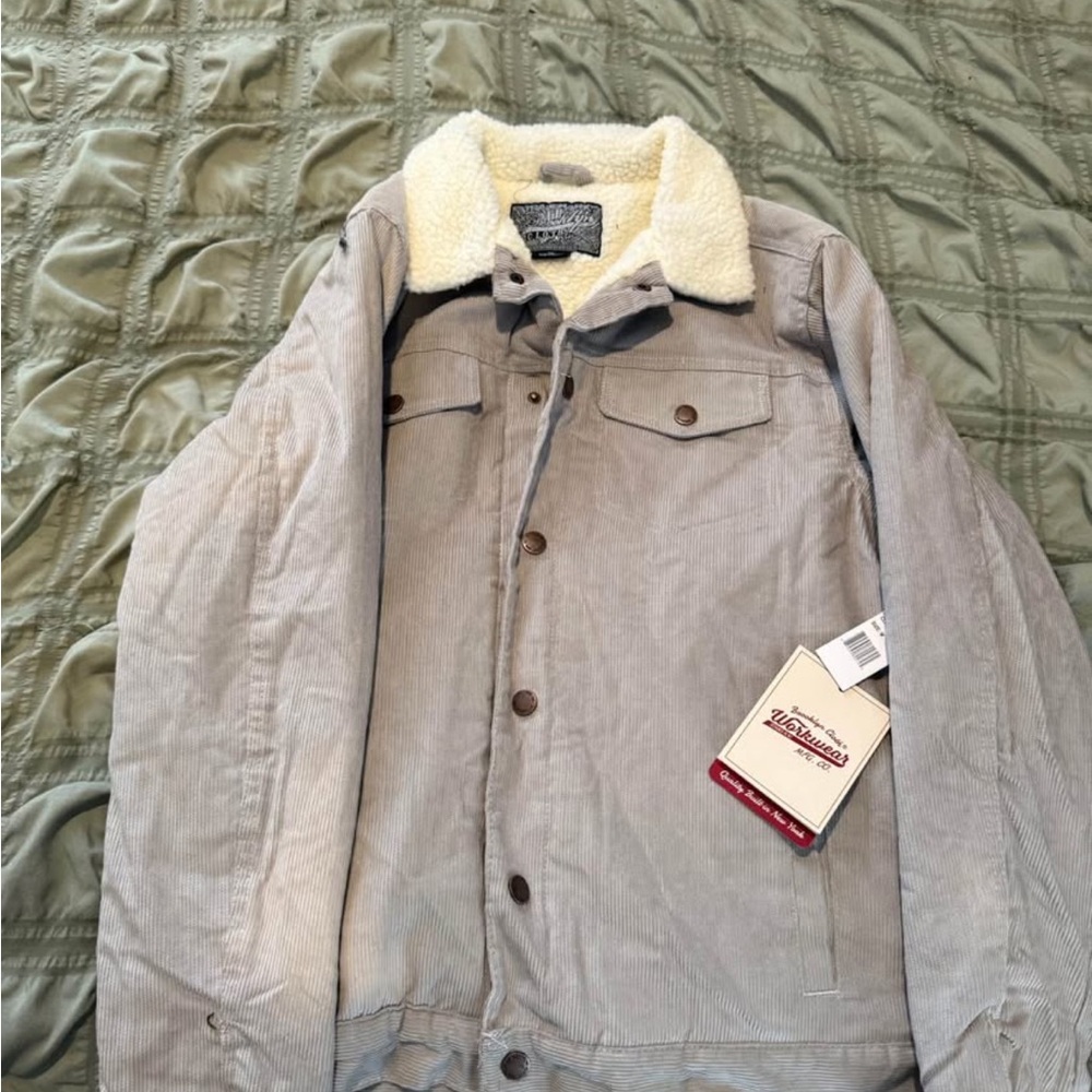 Men's Gray corduroy Sherpa-Lined Jacket